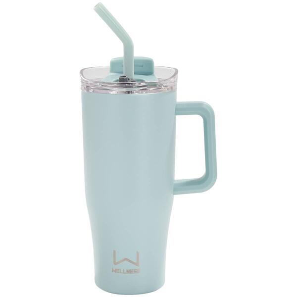 30oz. Double Wall Stainless Steel Tumbler w/ Handle - Light Blue - image 