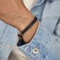 Mens Lynx Stainless Steel & Leather Bracelet - image 2