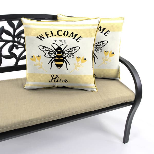 Jordan Manufacturing Welcome to Our Hive Outdoor Throw Pillow