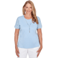 Petite Alfred Dunner Classics Short Eyelet Sleeve Solid Blouse - image 1