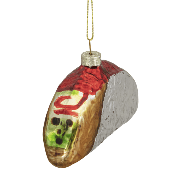 Northlight 4in. Silver & Gold Taco Glass Christmas Ornament