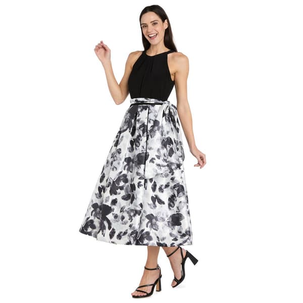 Womens R&M Richards Sleeveless Ity Halter Neck Print Party Dress - image 