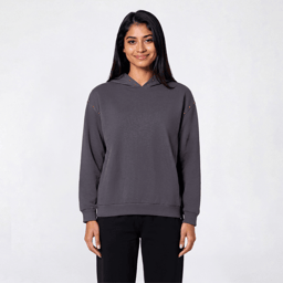 Juniors Hunter & Brown Oversized Stud Trim Hoodie