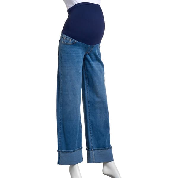 Womens Zoe + Phoebe Over The Belly High Rise Cuff Maternity Jeans