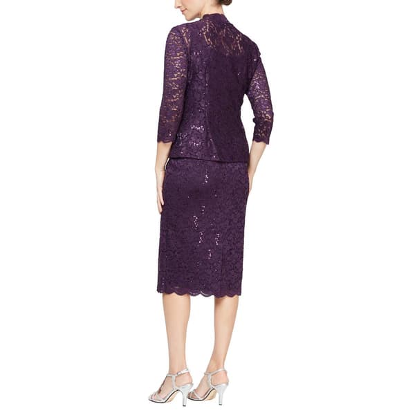 Womens SLNY 2pc. Lace Tea Length Jacket Dress