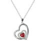 Silver Plated Ruby & Cubic Zirconia Heart Pendant Necklace - image 1