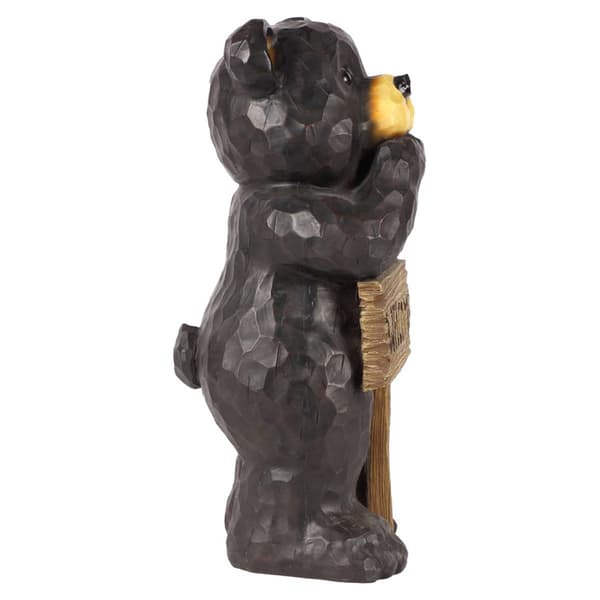 Hi-Line Gift Bear Leaning on Welcome Sign Garden Statue