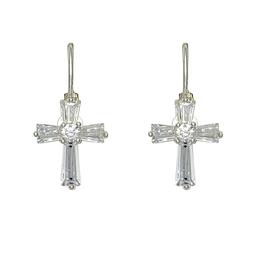 Freedom Lever Back Crystal Cross Earrings