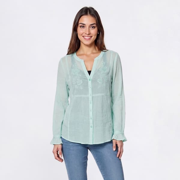 Womens Preswick & Moore(R) Long Sleeve Embroidered Blouse - image 