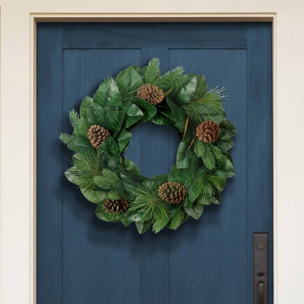 Puleo International 24in. Wreath with Magnolia Leaves
