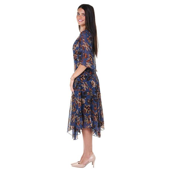 Womens Rabbit Rabbit Rabbit Surplice Neck Foil Chiffon Midi Dress