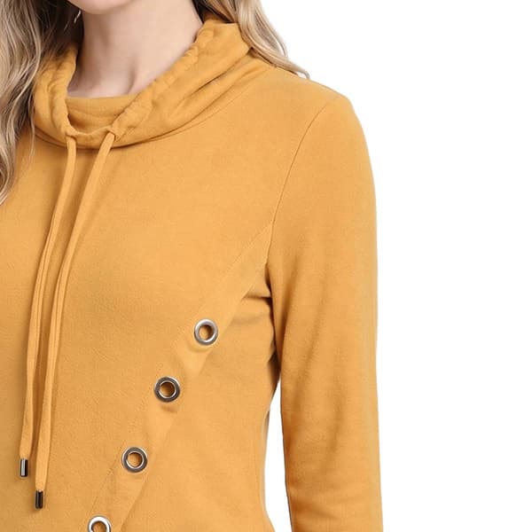 Womens NY Collection 3/4 Sleeve Drawstring Cowl Neck Sweater