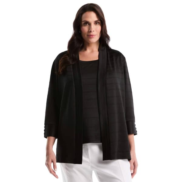 Plus Size Rafaella(R) 3/4 Sleeve Textured Knit Cardigan
