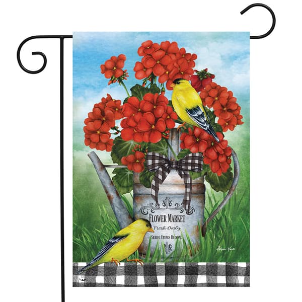 Briarwood Lane Geranium Watering Can Garden Flag - image 