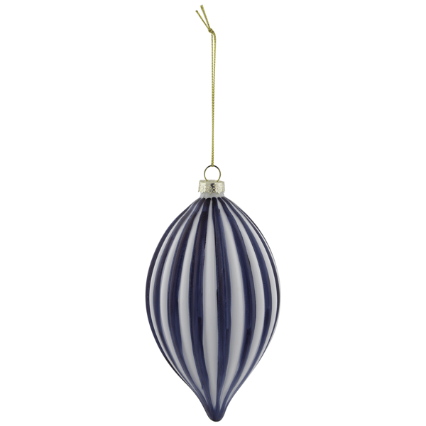 Northlight Blue & White Striped Finial Glass Christmas Ornament
