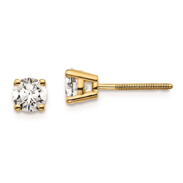 Pure Fire 14kt. Gold 2/3ctw. Diamond Screw-Back 4-Prong Earrings - image 