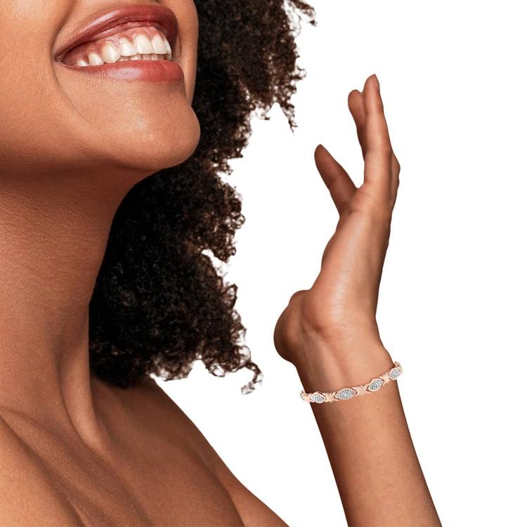 Haus of Brilliance 14kt. Rose Gold Plated Diamond Bolo Bracelet