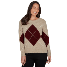 Plus Size Skyes the Limit Fashion Essentials Argyle Sweater