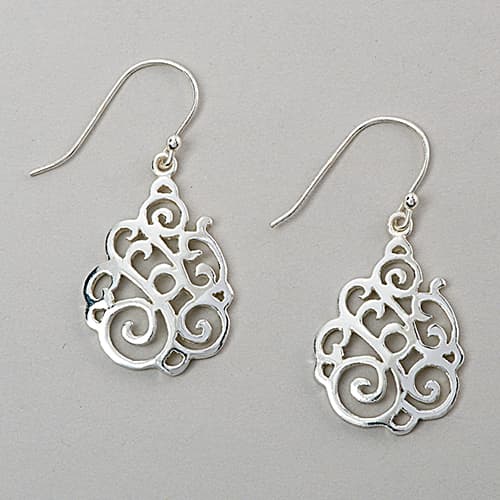 Ellen Tracy Sterling Silver Filigree Drop Earrings - image 