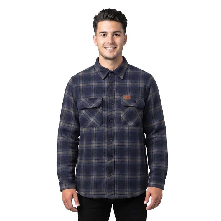 Mens Mountain Ridge Flannel Shirt Jacket - Blue/Grey
