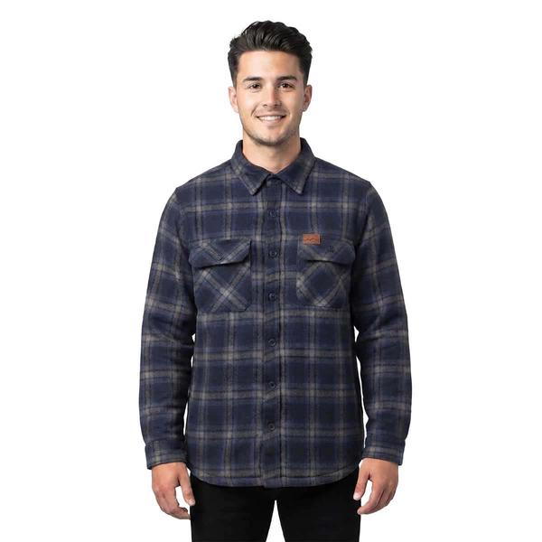Mens Mountain Ridge Flannel Shirt Jacket - Blue/Grey