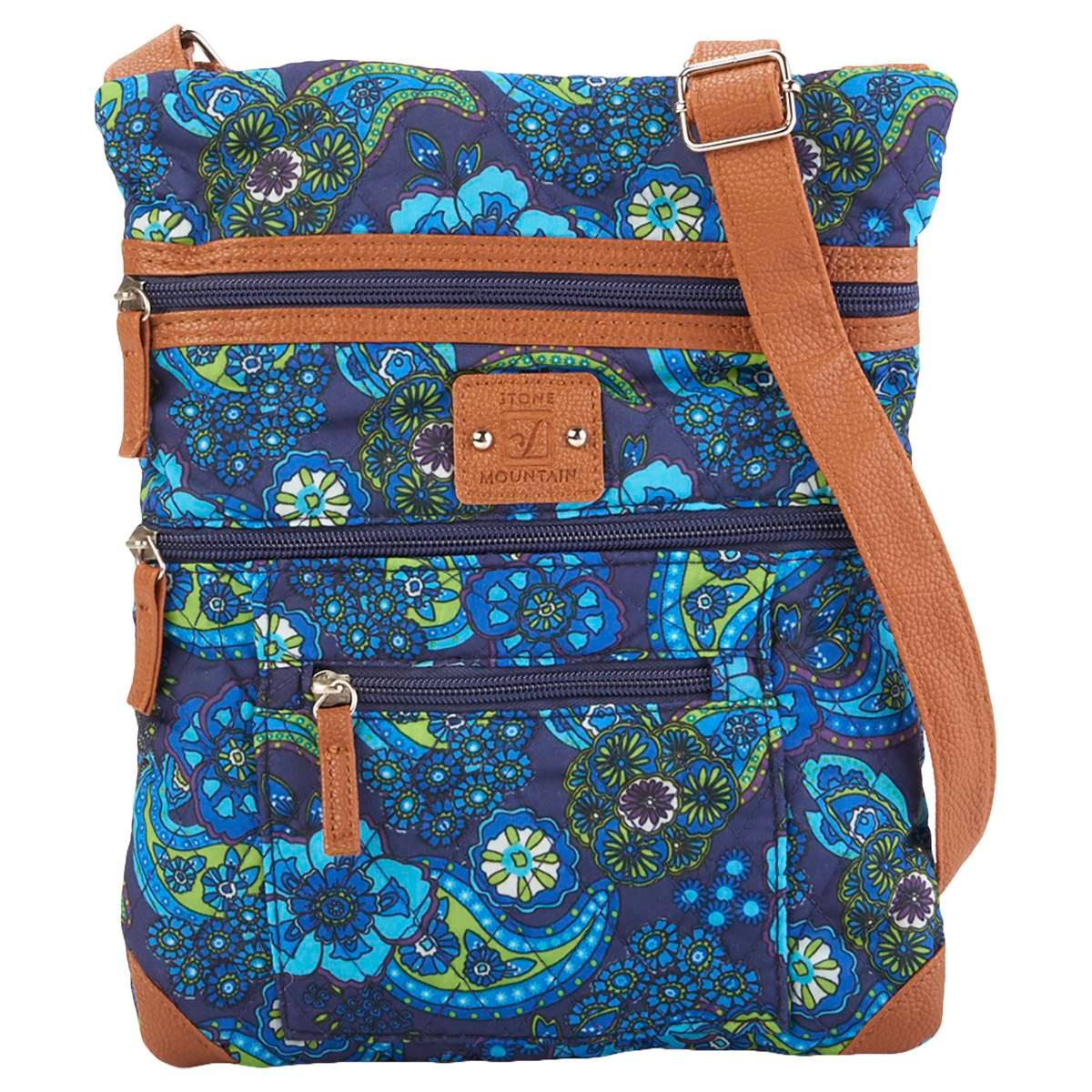 Stone Mountain Quilted Lockport Paisley Garden Crossbody - Navy
