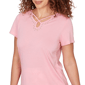 Petite Hearts of Palm Bloom Service Keyhole Neck Solid Blouse - image 5