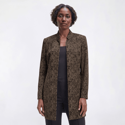Womens Kasper Long Sleeve Abstract Open Front Jacket - image 