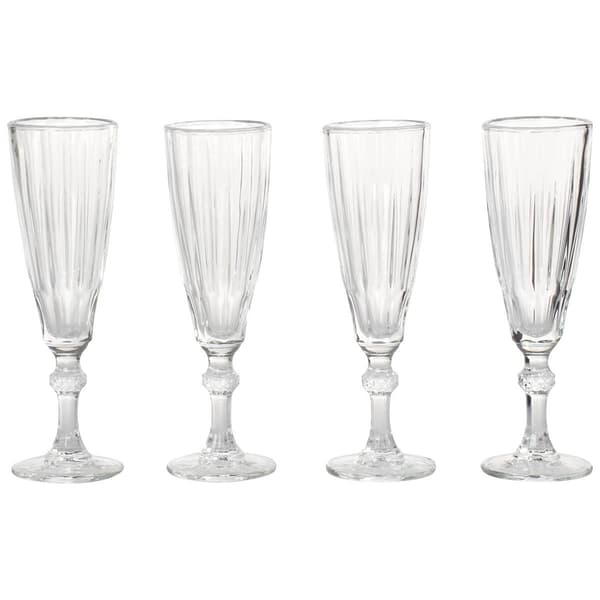 Circle Glass Elegant Diamond 6oz. Champagne Flute - Set of 4 - image 