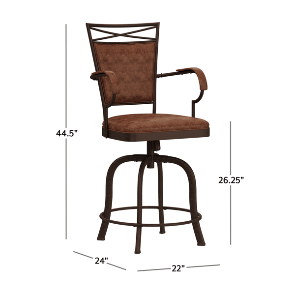 HH2 Home Bridgetown Tilt Base Metal Counter Height Swivel Stool