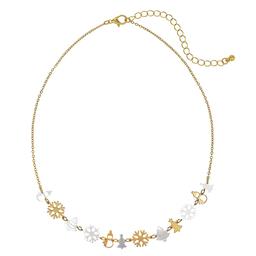 Two-Tone Snowflake & Tree Frontal Necklace