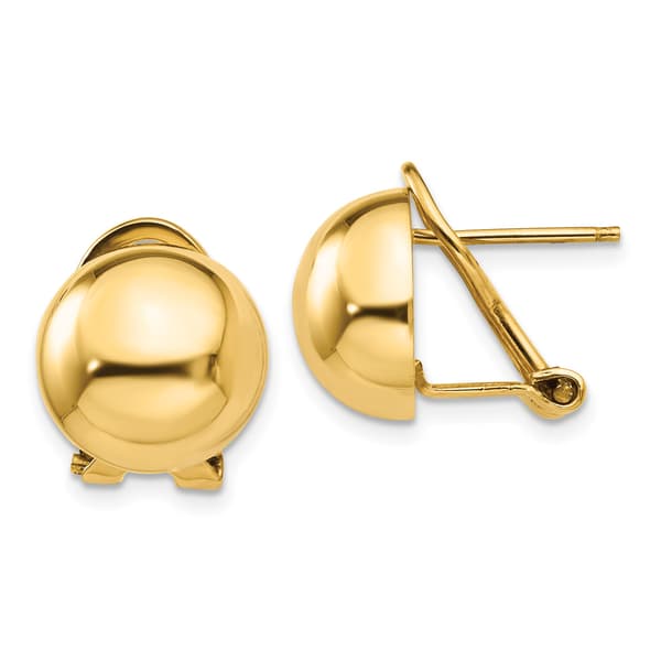 Gold Classics&#40;tm&#41; 14k  Omega Clip 12mm Half Ball Stud Earring - image 