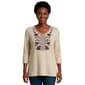 Petite Hasting & Smith 3/4 Sleeve V Neck Floral Embroidery Tee - image 4