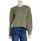 Juniors Pink Rose Ribbed Wide Sleeve Step Hem Pullover Sweater - image 1