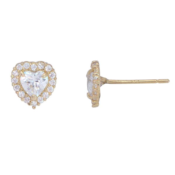 Creations 10kt. Cubic Zirconia Stud Heart Earrings - image 