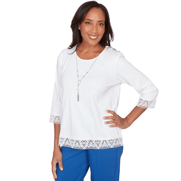 Womens Alfred Dunner The Royal Treatment Lace Trim Blouse