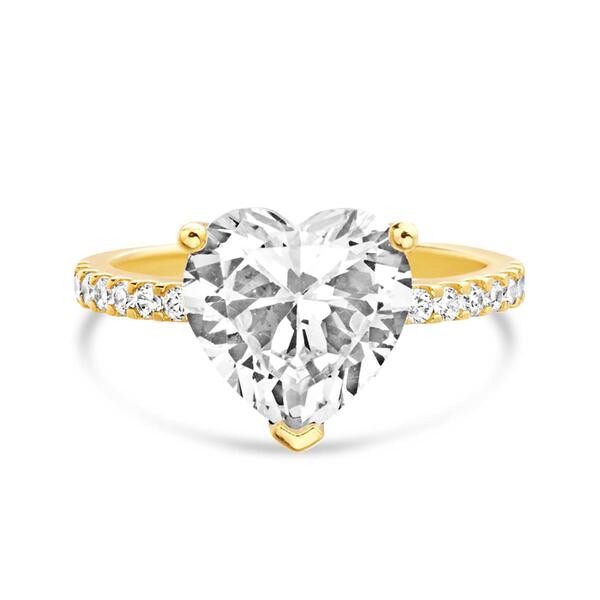 Gold Plated Heart Shaped CZ Engagement Ring - image 