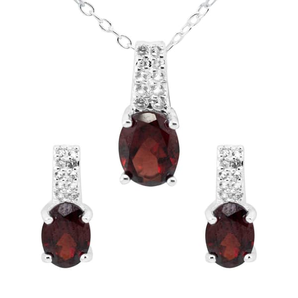 Marsala Lab Grown White Sapphire & Genuine Garnet Set - image 