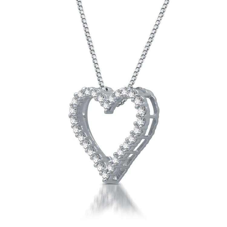 Nova Star® Sterling Silver 1/4ctw Lab Grown Diamond Heart Pendant