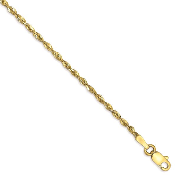 Gold Classics(tm) 10kt. 1.8mm 10in. Rope Chain Ankle Bracelet - image 