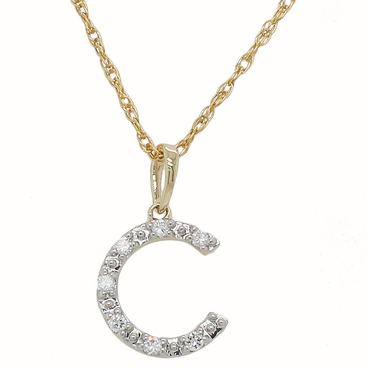 Nova Star® 10kt. Gold 1/10ctw Lab Grown Diamond C Initial...
