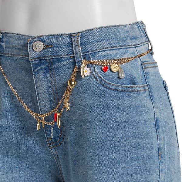 Juniors No Comment Wide Leg Jeans with Removable Charm Belt