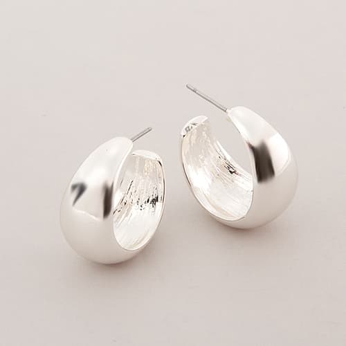 Silver-Tone Wide Hoop Earrings - image 