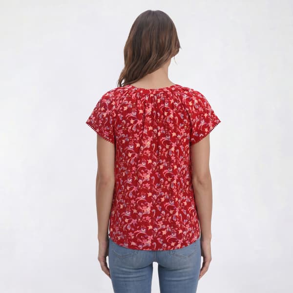 Womens Angels Forever Young Teddy Short Sleeve Floral Blouse