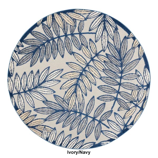 Nourison Aloha Leaf Print Round Rug