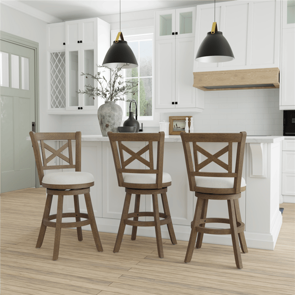 HH2 Home Hamlin Wood Counter Height Swivel Stool