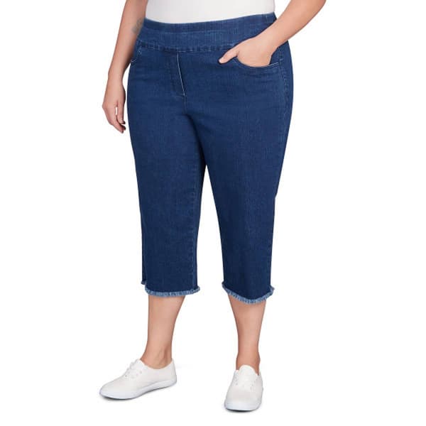 Plus Size Alfred Dunner Classics Denim Fringe Capri Pants