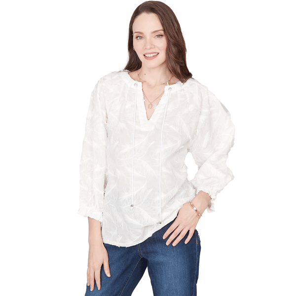 Womens Skyes the Limit Fresh Start 3/4 Sleeve Split Neck Blouse - image 