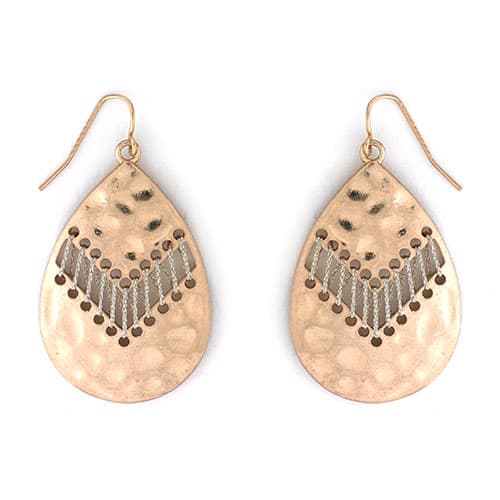 Ruby Rd. Distressed Gold-Tone Textured Teardrop Earrings - image 
