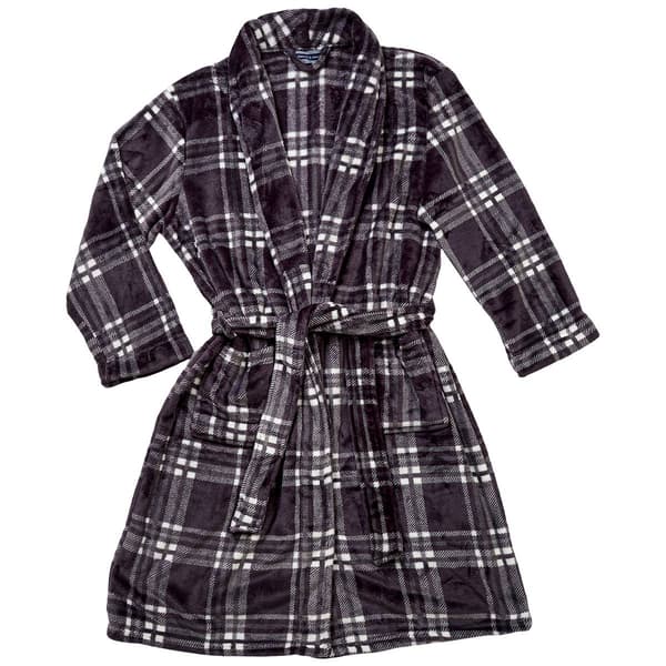 Mens Preswick &amp; Moore(R) Plaid Velvet Robe - Grey/White - image 